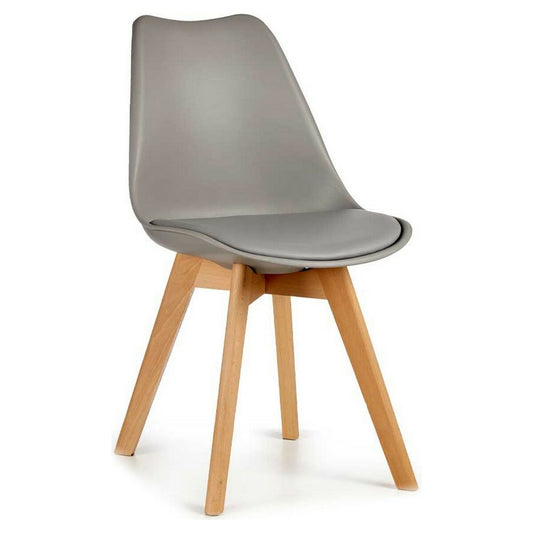 Dining Chair Grey Light brown Wood Plastic (48 x 43 x 82 cm) Gift Decor