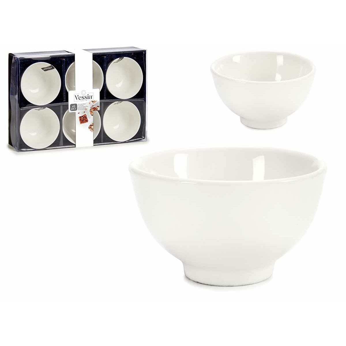 Sæt skåle Porcelæn Hvid 150 ml 6 stk. 11 x 5,5 x 11 cm