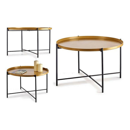 Side table Black Golden Metal (76,5 x 46 x 76,5 cm) Gift Decor