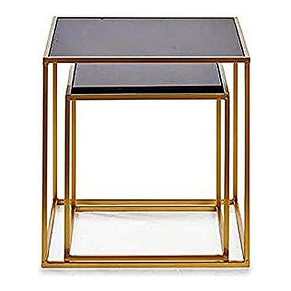 Set of 2 tables Black Golden 50 x 50 x 50 cm Gift Decor