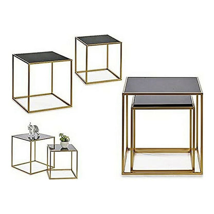 Set of 2 tables Black Golden 50 x 50 x 50 cm Gift Decor