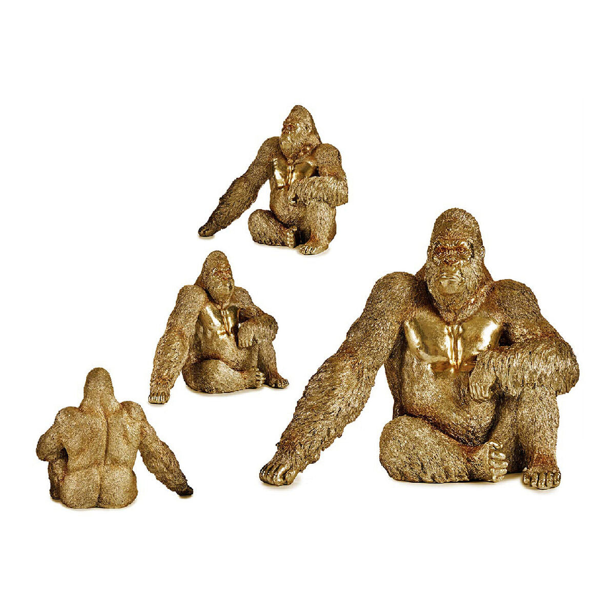 Decorative Figure Gorilla Golden Resin (36 x 50 x 62 cm) Gift Decor