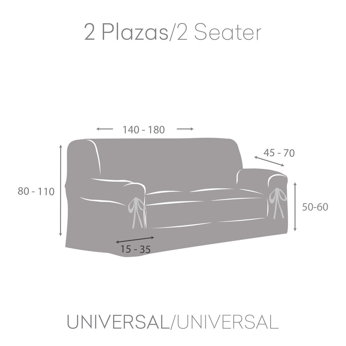 Sofa Cover Eysa LEVANTE White 100 x 110 x 180 cm