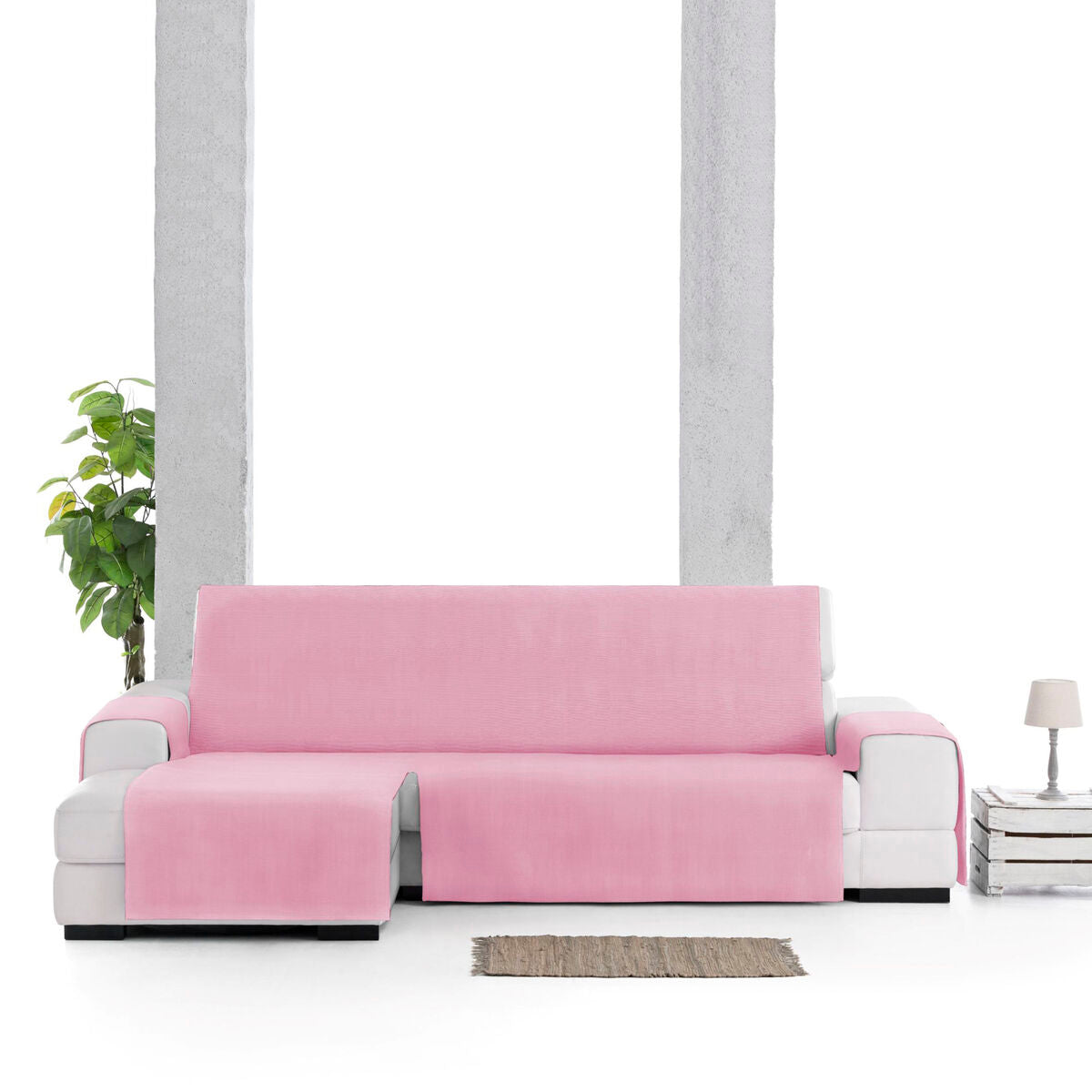 Right short arm chaise longue cover Eysa LEVANTE Pink 100 x 110 x 240 cm