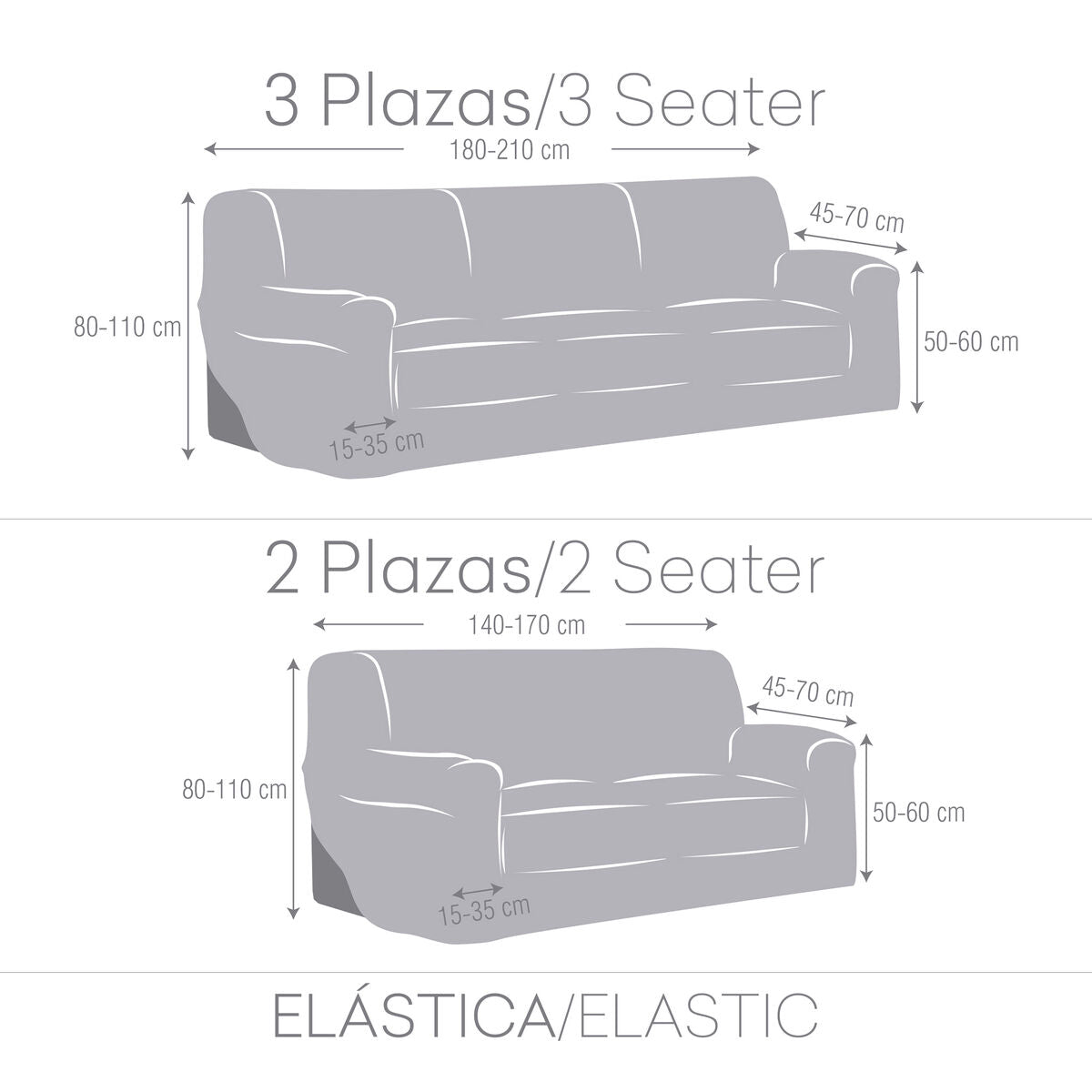 Sofa cover set Eysa ULISES Grey 2 Pieces