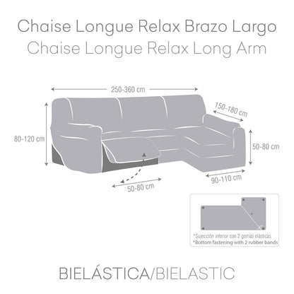 Right long arm chaise longue cover Eysa ROC Dark grey 180 x 120 x 360 cm