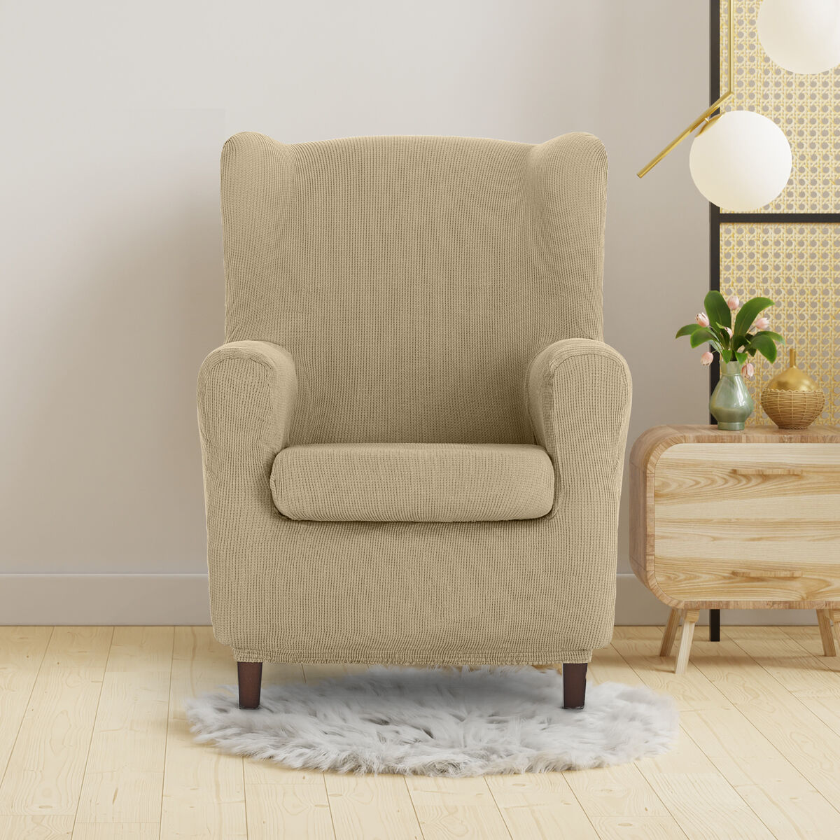 Wingback chair cover Eysa ULISES Beige 80 x 100 x 90 cm Eysa