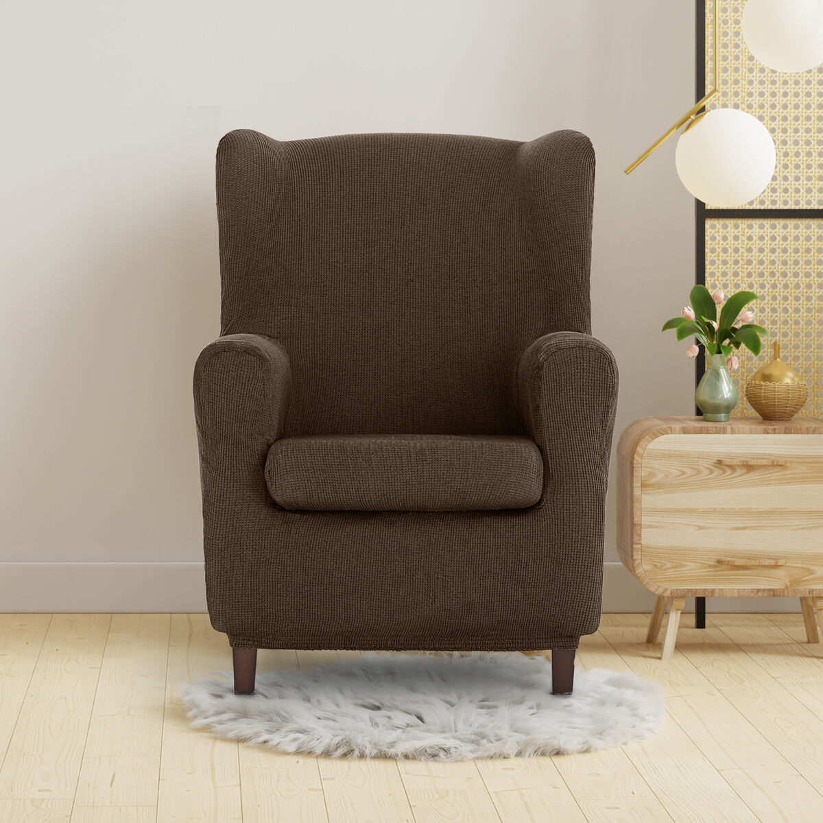 Wingback chair cover Eysa ULISES Brown 80 x 100 x 90 cm Eysa