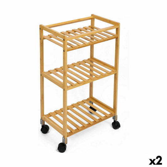 Grøntsagsvogn Confortime Natural Bamboo 40 x 25 x 70 cm (2 enheder)