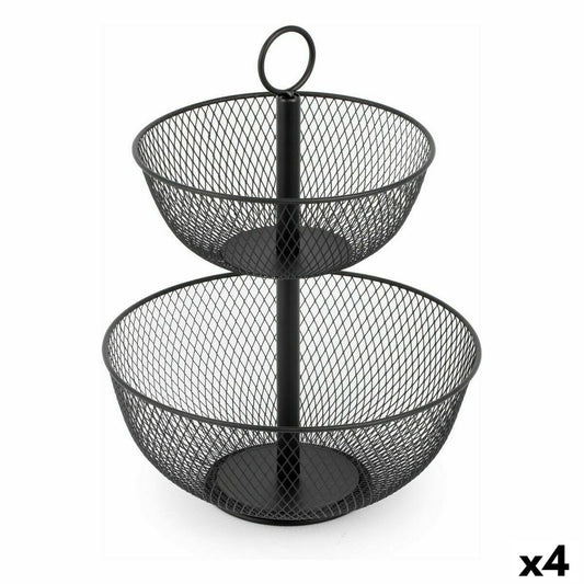 Frugtskål Confortime Double Metal 31 x 31 x 41 cm (4 enheder)