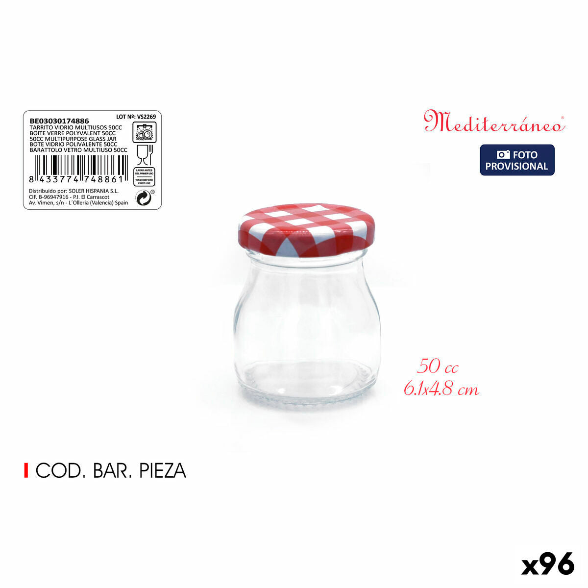 Tin Mediterraneo glas 50 ml (96 enheder)