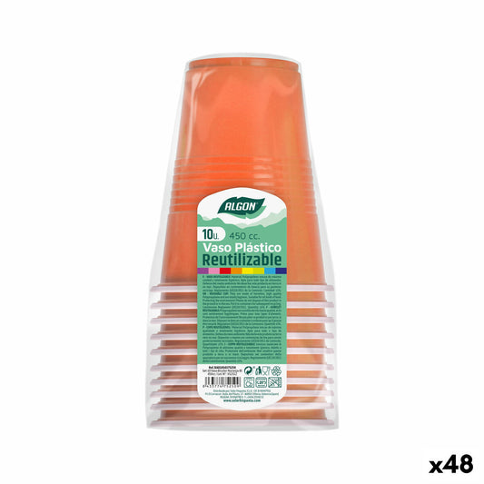 Sæt genanvendelige glas Algon Orange 48 enheder 450 ml (10 stk.)