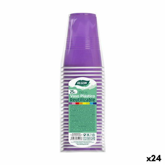 Sæt genanvendelige glas Algon Fuchsia 24 enheder 250 ml (25 stykker)