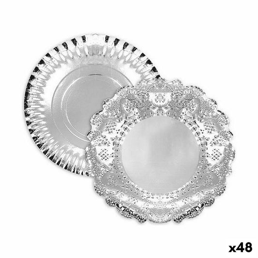 Snackbakke Algon Silver Circular 23 x 23 x 1,5 cm (48 enheder)