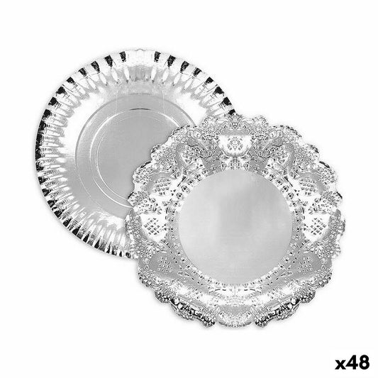 Snackbakke Algon Silver Circular 30 x 30 x 1,5 cm (48 enheder)