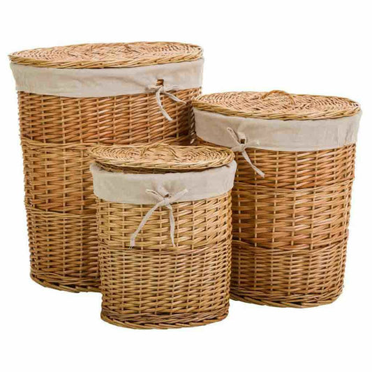 Set of Baskets Alexandra House Living Natural wicker Willow wood 3 Pieces Alexandra House Living