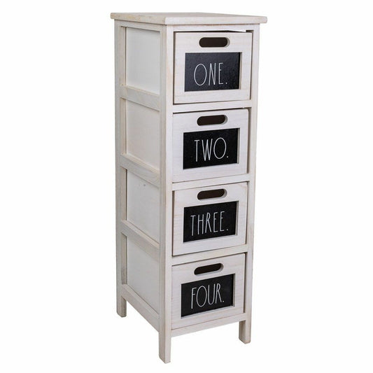 Chest of drawers Alexandra House Living White Paolownia wood 32 x 81 x 26 cm