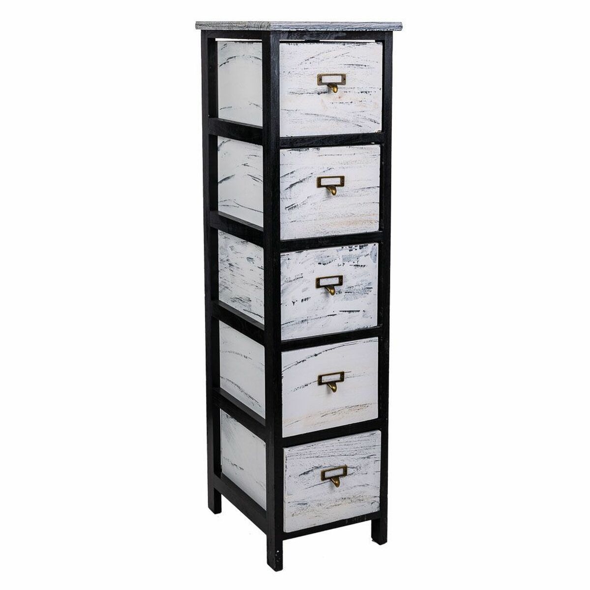 Chest of drawers Alexandra House Living White Black Paolownia wood 32 x 98 x 26 cm