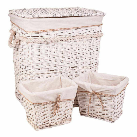 Set of Baskets Alexandra House Living White wicker Willow wood 41 x 63 x 55 cm 30 x 22 x 24 cm 3 Pieces Alexandra House Living