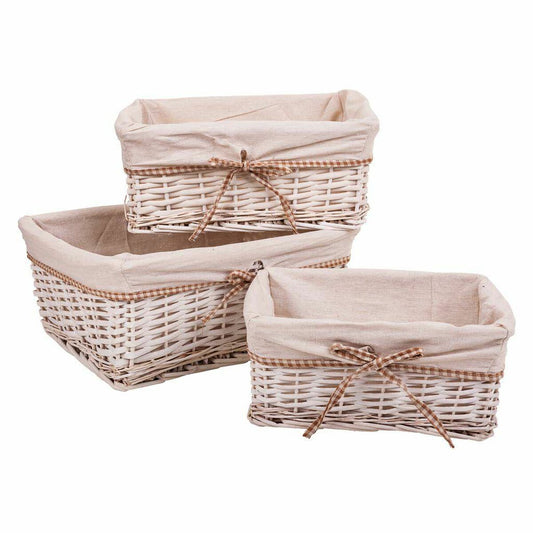 Set of Baskets Alexandra House Living White wicker Willow wood 3 Pieces Alexandra House Living