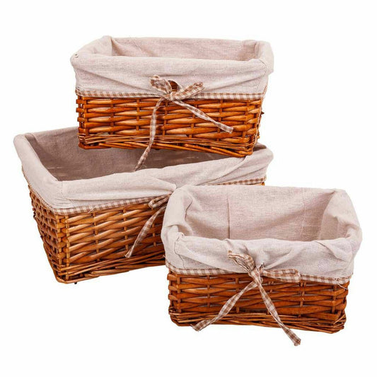 Set of Baskets Alexandra House Living Natural wicker Willow wood 3 Pieces Alexandra House Living