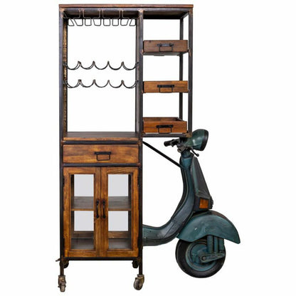 Shelves Alexandra House Living Metal Mango wood 67 x 194 x 140 cm Bottle rack Motorbike