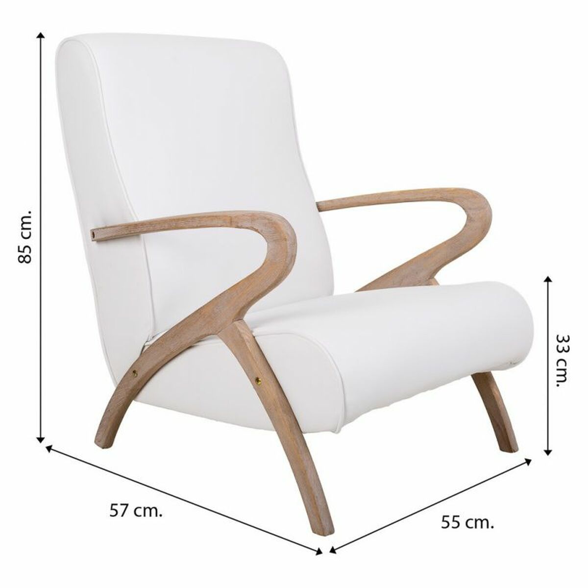 Armchair Alexandra House Living White 55 x 85 x 57 cm Upholstery Polyskin Alexandra House Living