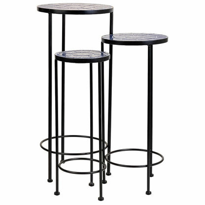 Flower Pot Stand Alexandra House Living Black Iron Tile 30 x 68 x 30 cm 3 Pieces