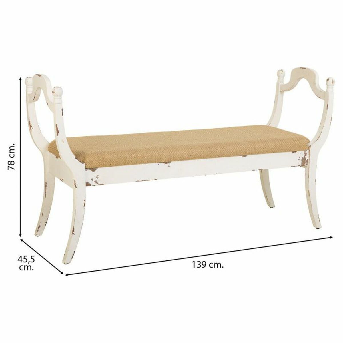 Bench Alexandra House Living White Sponge Fir wood MDF Wood 45 x 78 x 139 cm