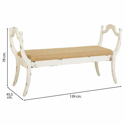 Bench Alexandra House Living White Sponge Fir wood MDF Wood 45 x 78 x 139 cm