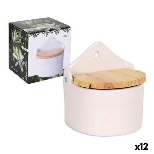 Salt Shaker with Lid Azahar Wood 420 ml 11,7 x 10 x 13 cm (12 Units) BigBuy Home