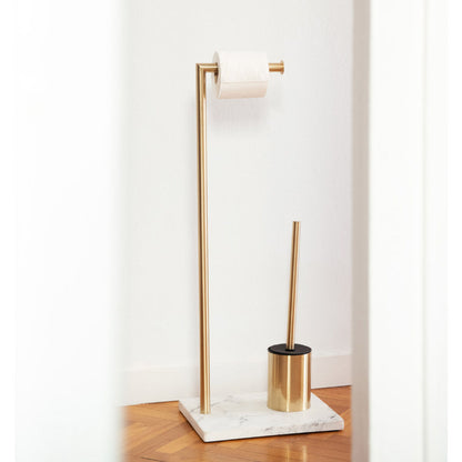 Toilet Paper Holder with Brush Stand Andrea House Golden