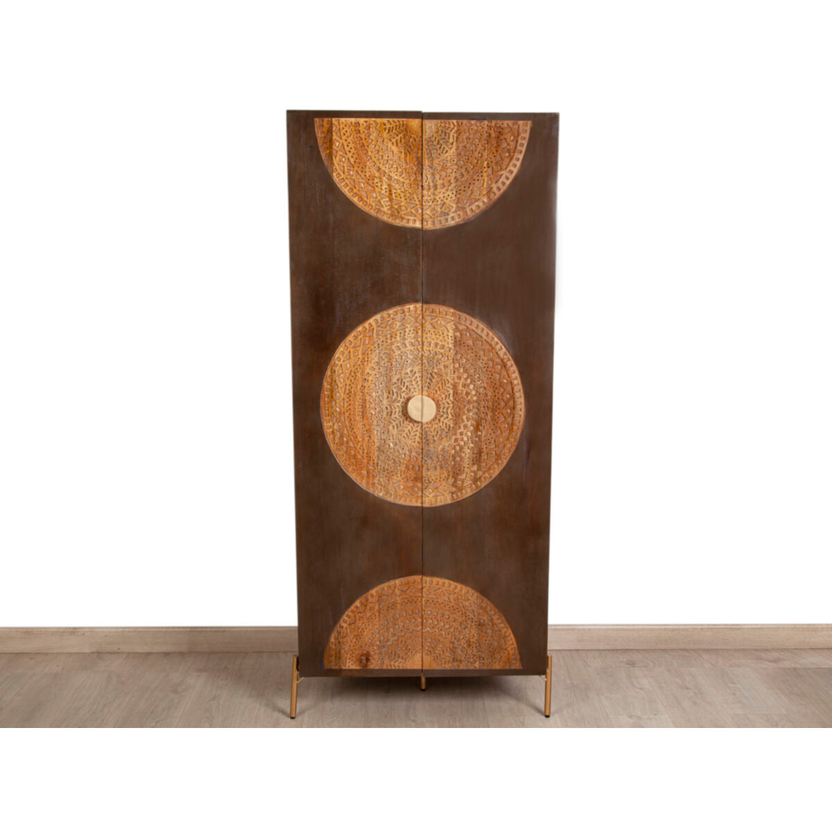 Cupboard Romimex Brown Metal Mango wood 75 x 180 x 45 cm