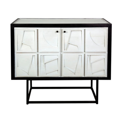 Sideboard Romimex White Black Wood 42 x 92 x 102 cm