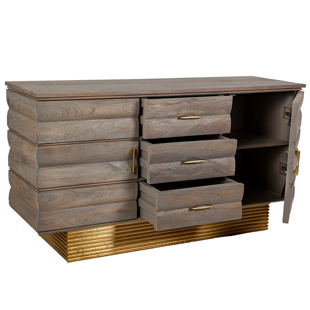 Chest of drawers Romimex Grey Wood 47 x 77 x 141 cm