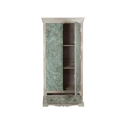 Cupboard Romimex Green Natural Mango wood 40 x 180 x 85 cm