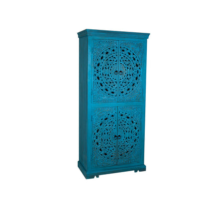 Cupboard Romimex Blue Mango wood 85 x 180 x 40 cm