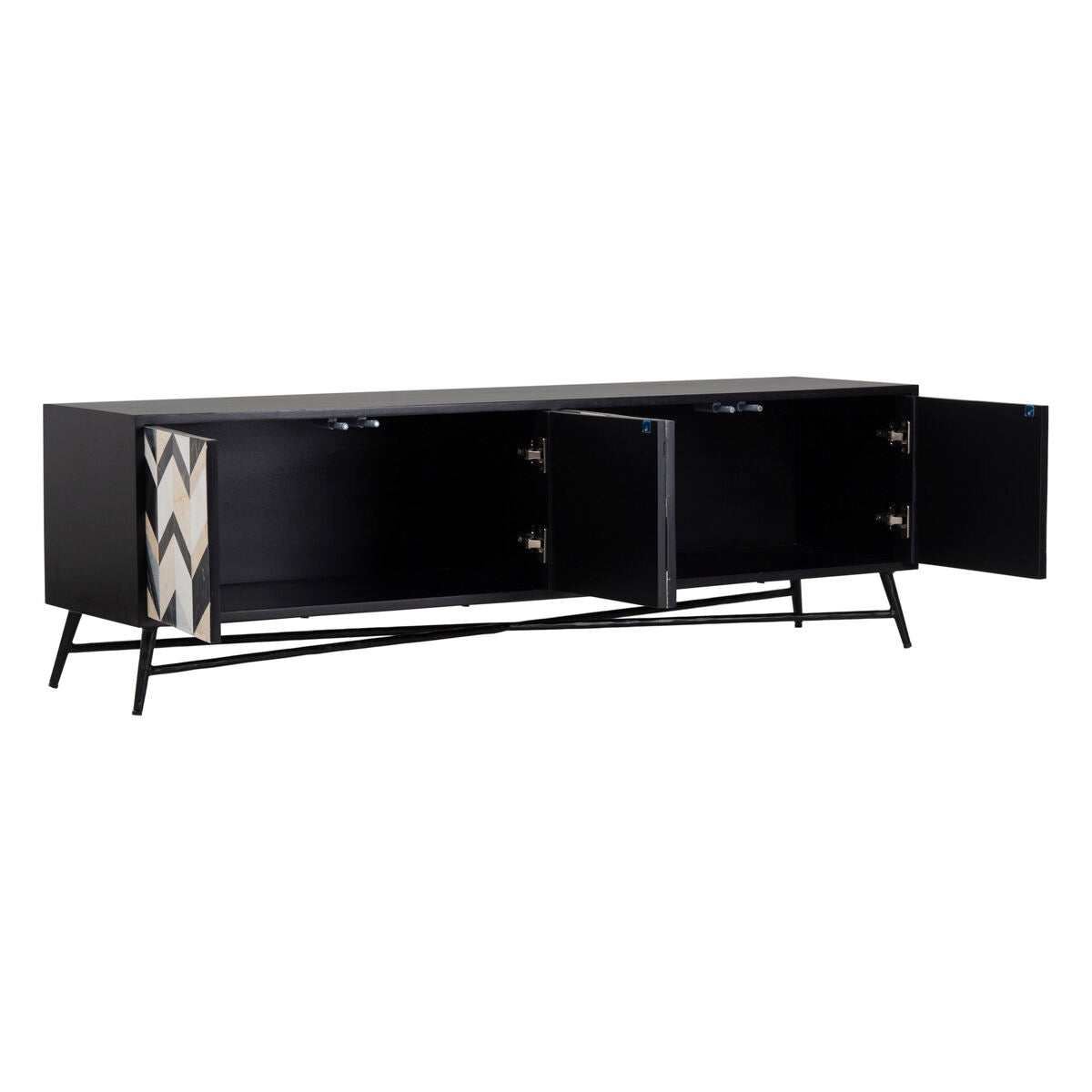 TV furniture Romimex Brown Black Golden 40 x 50 x 160 cm