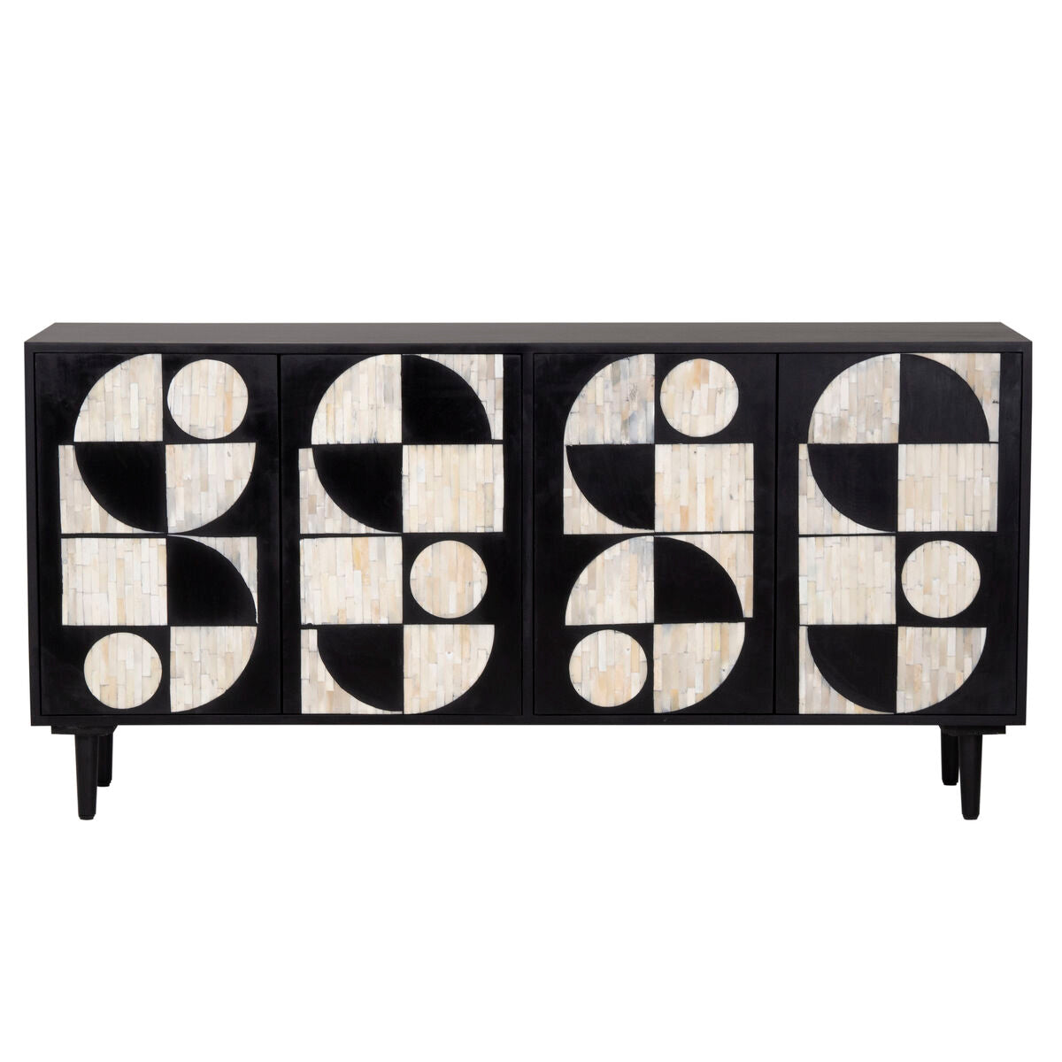 Sideboard Romimex Brown Black Wood Bone 40 x 80 x 160 cm