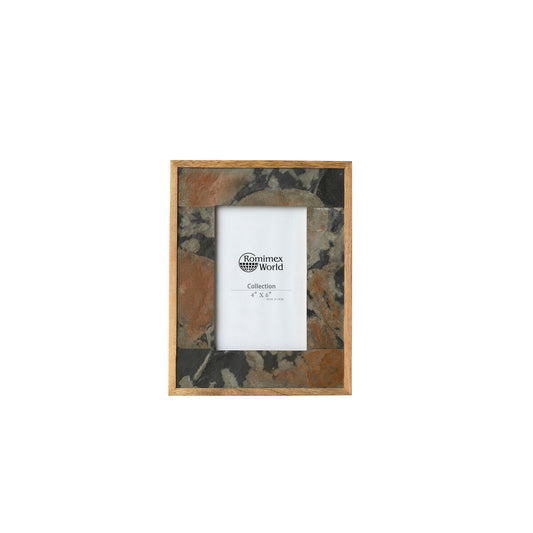 Photo frame Romimex Brown Wood Granite 18 x 23 x 3 cm Romimex