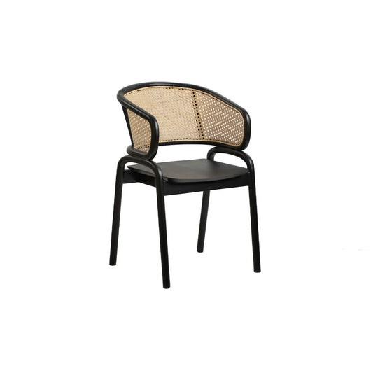 Armchair Romimex Black Natural Rattan Teak 58 x 78 x 56 cm Romimex