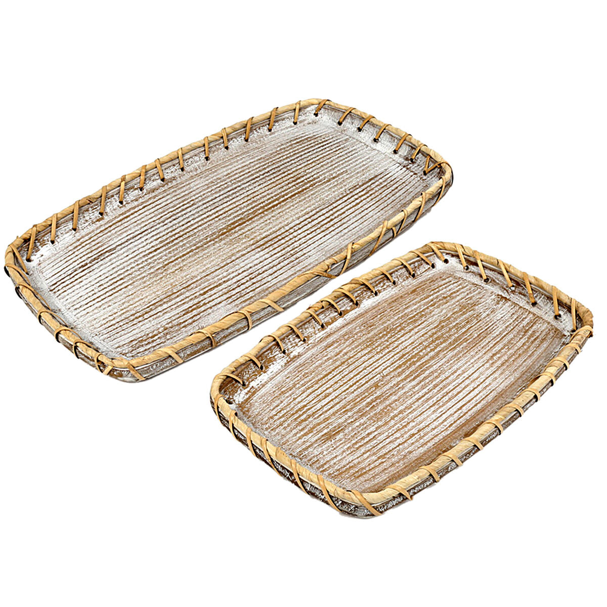 Set of trays Romimex Natural Wood 2 Pieces