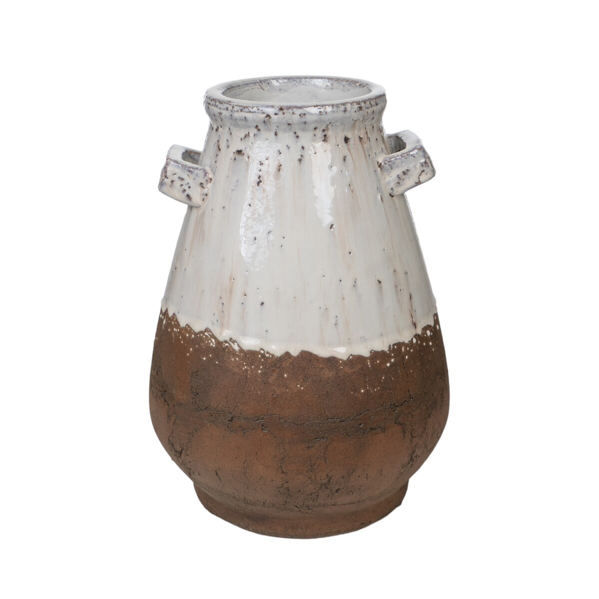 Vase Romimex White Terracotta Rustic 21 x 30 x 21 cm With handles