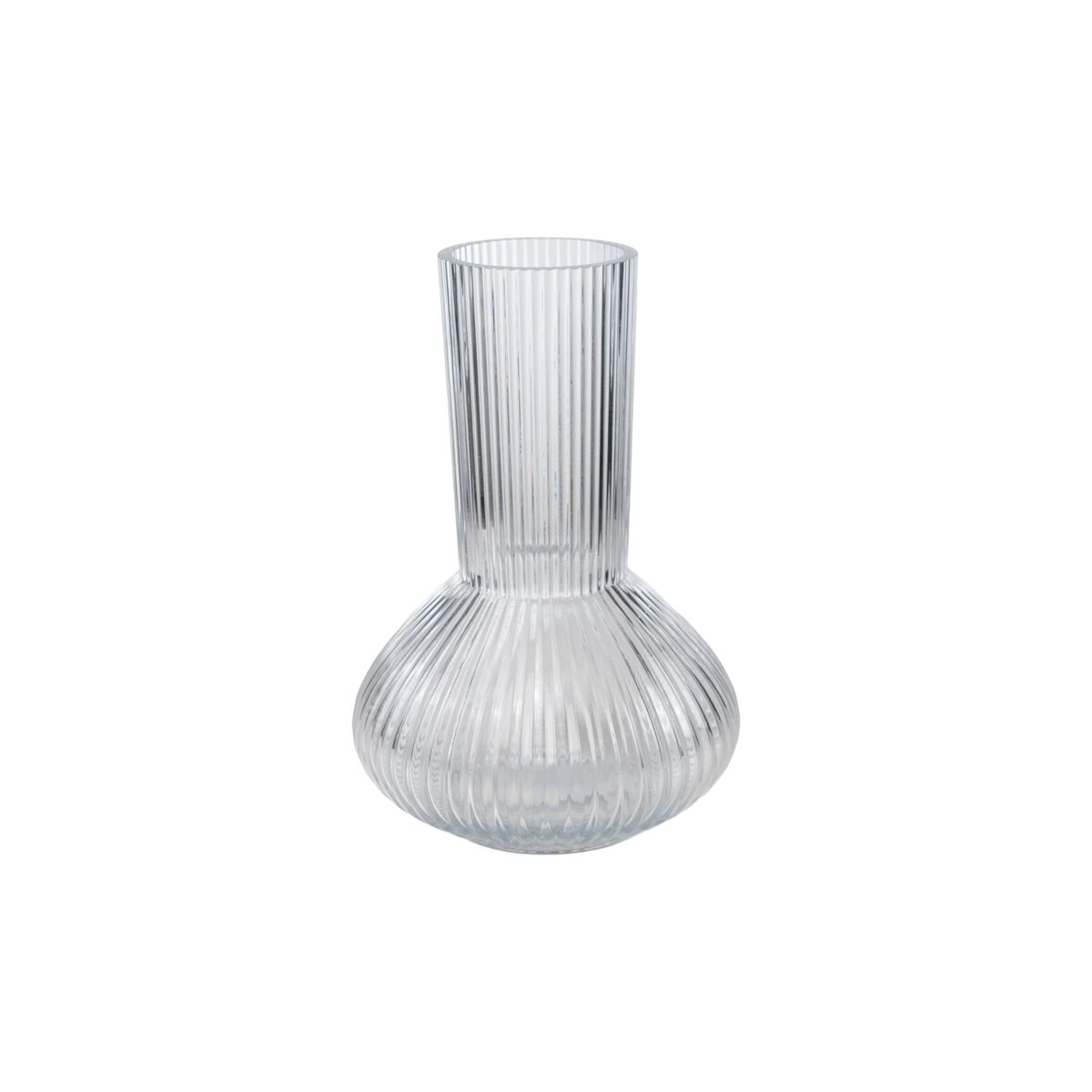 Vase Romimex Transparent Glass Stripes 19 x 30 x 19 cm