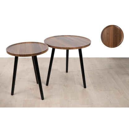 Tables set Romimex Brown Black Wood Metal 2 Pieces