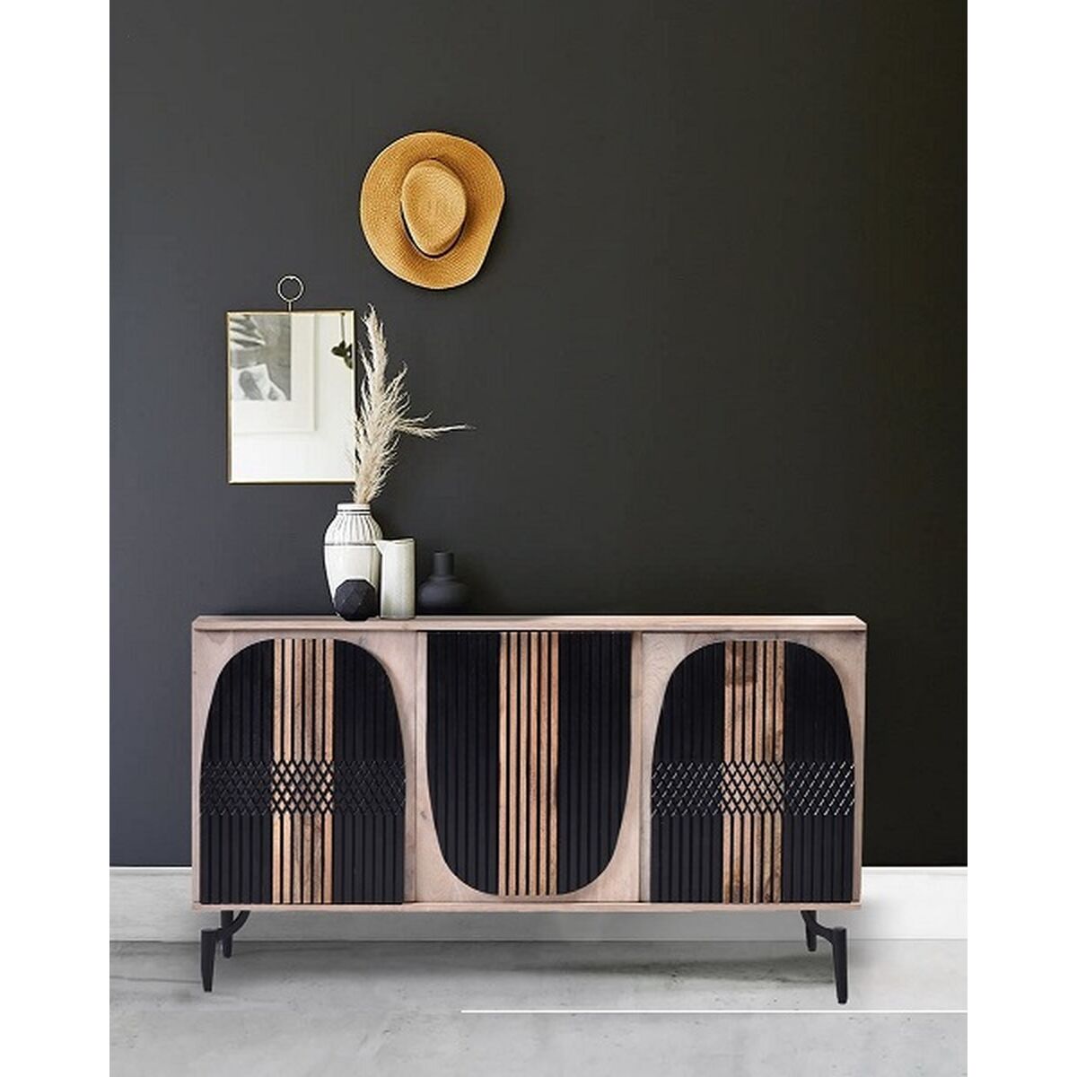 Sideboard Romimex Black Natural Mango wood 40 x 77 x 135 cm Romimex