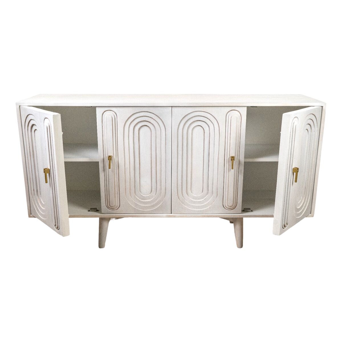 Sideboard Romimex White Mango wood 42 x 81 x 152 cm