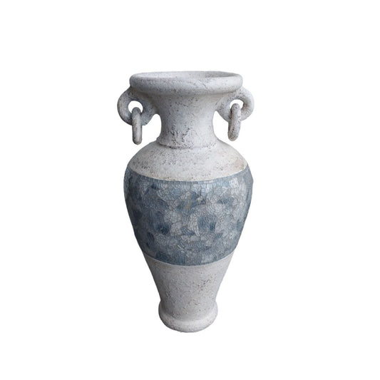 Vase Romimex White Grey Terracotta 28 x 60 x 28 cm With handles Romimex