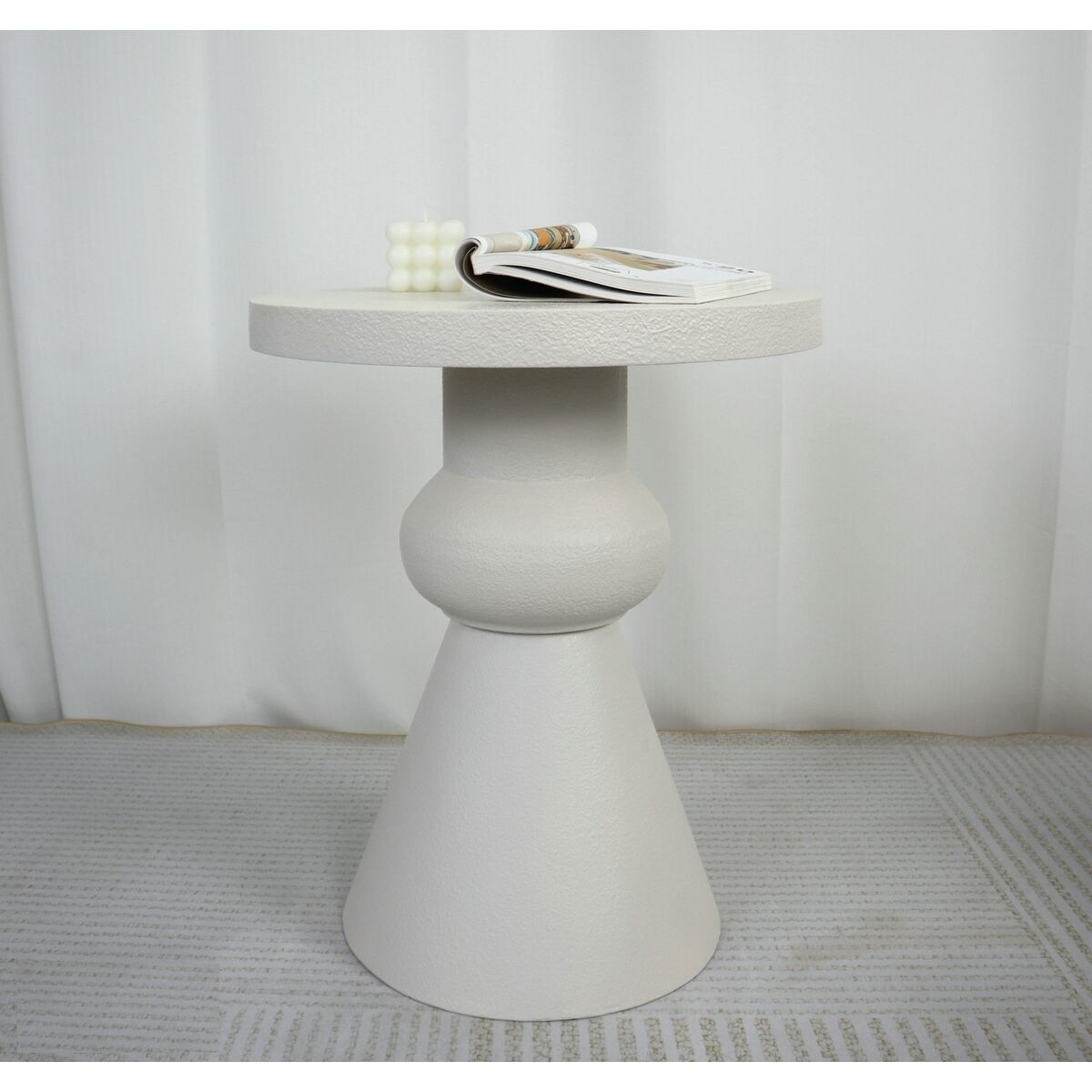 Side table Romimex Cream MDF Wood 40 x 49 x 40 cm