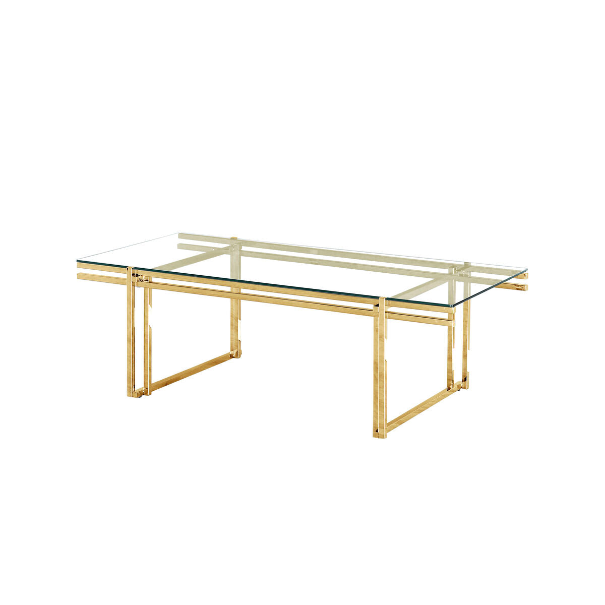 Centre Table Romimex Golden Stainless steel Tempered glass 140 x 45 x 70 cm Romimex